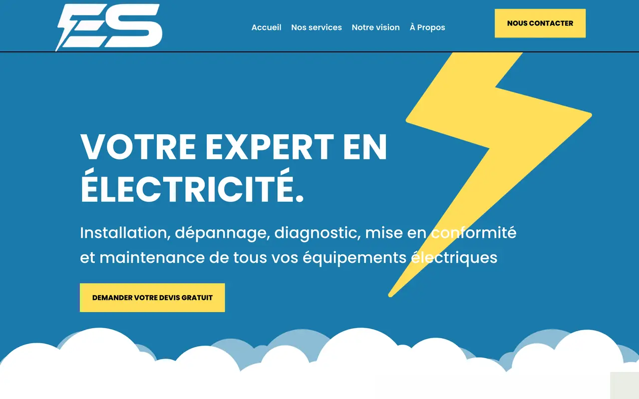 Page d’accueil du site d’Elec Service, sur ordinateur.