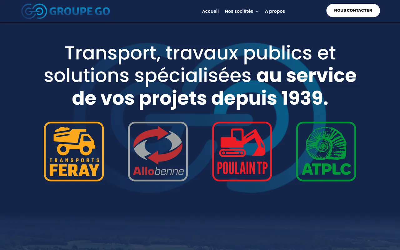 Page d’accueil du site de Groupe Go, sur ordinateur.