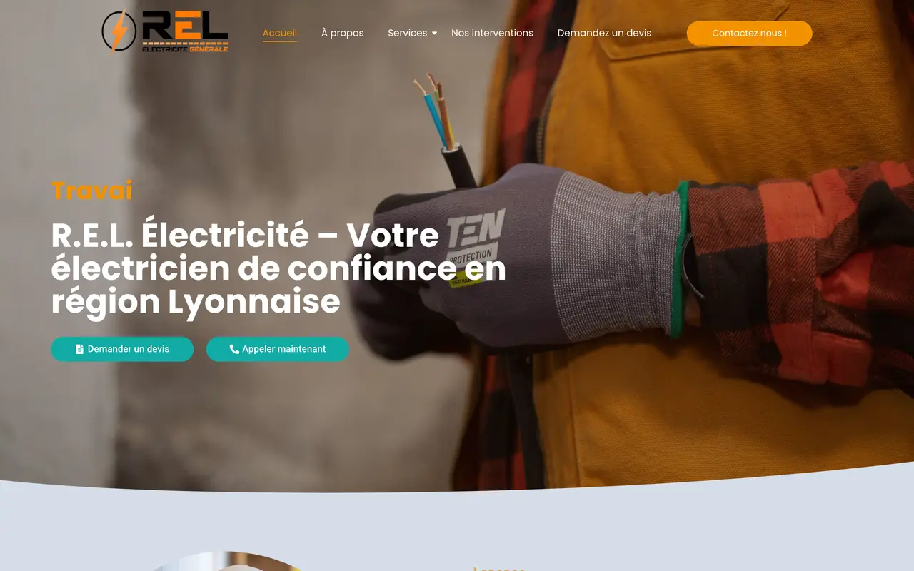Le site de REL Électricité, électricité générale, réalisé par Odratta