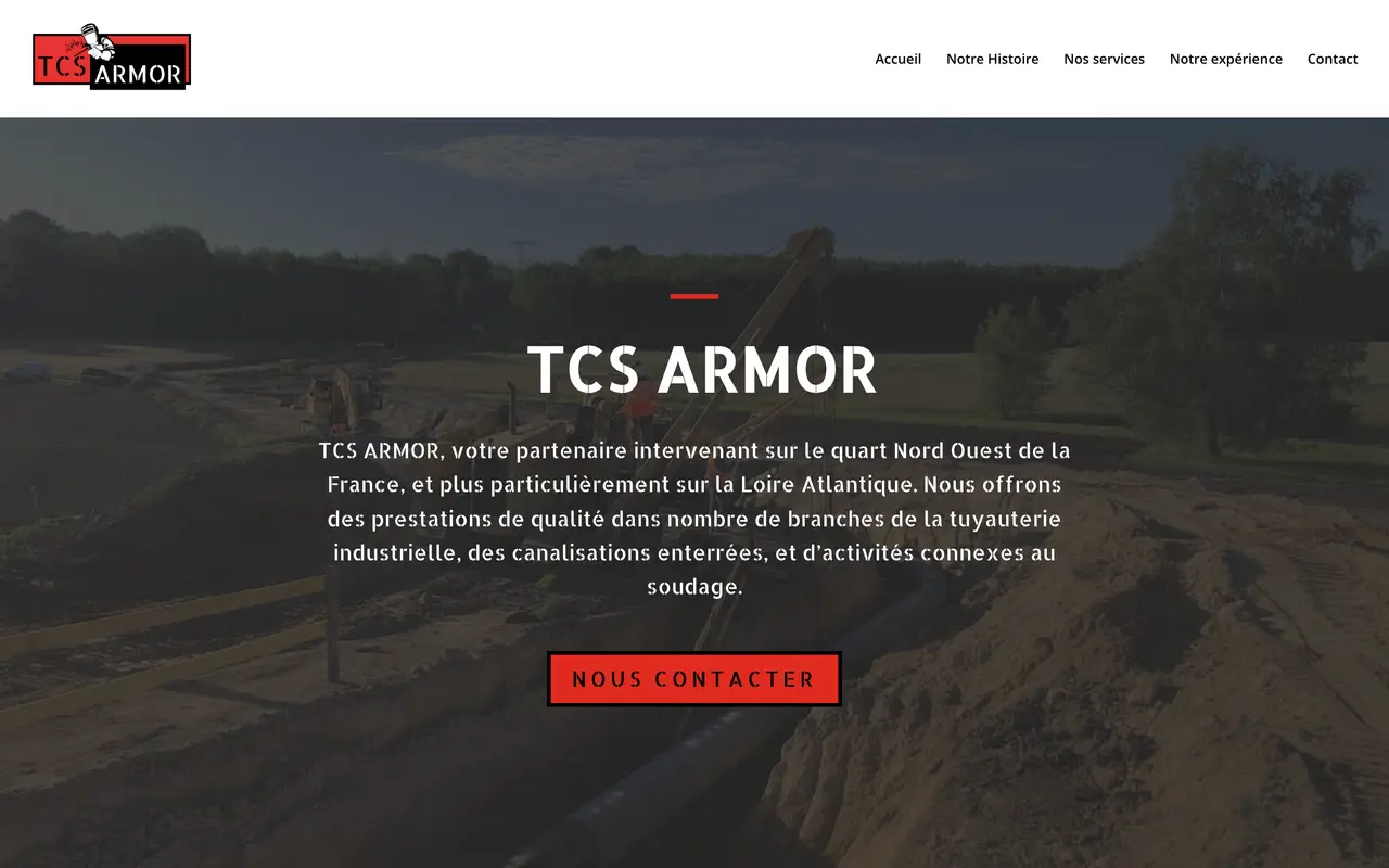Page d’accueil du site de TCS Armor, sur ordinateur.