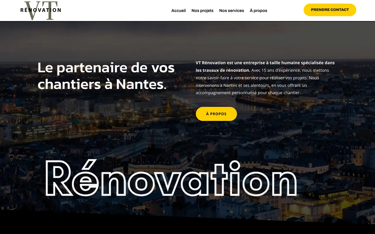 Le site de VT Rénovation, rénovation, réalisé par Odratta
