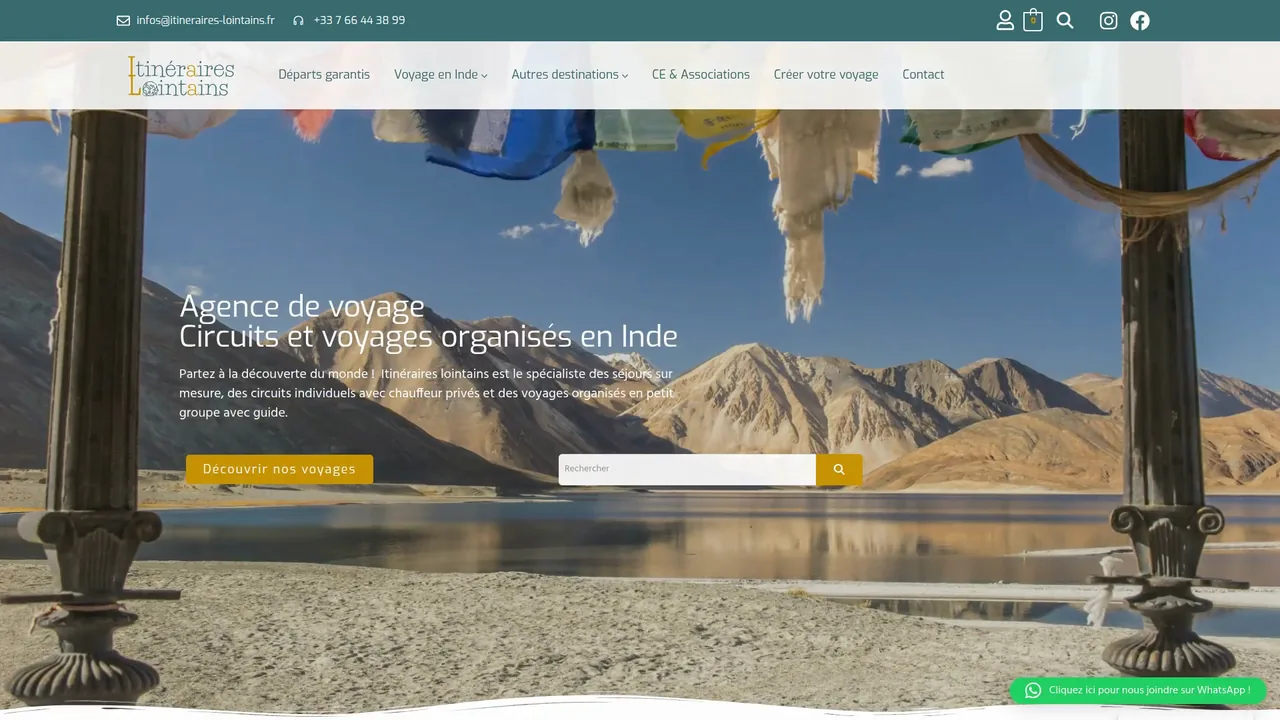 Page d’accueil du site de Itinéraires Lointains