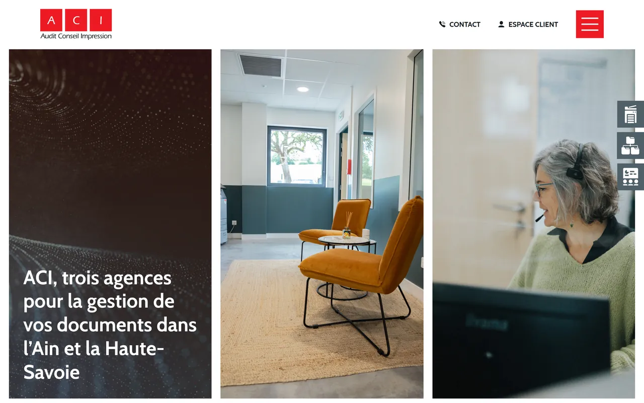Page « Contact » du site d’ACI, sur ordinateur.