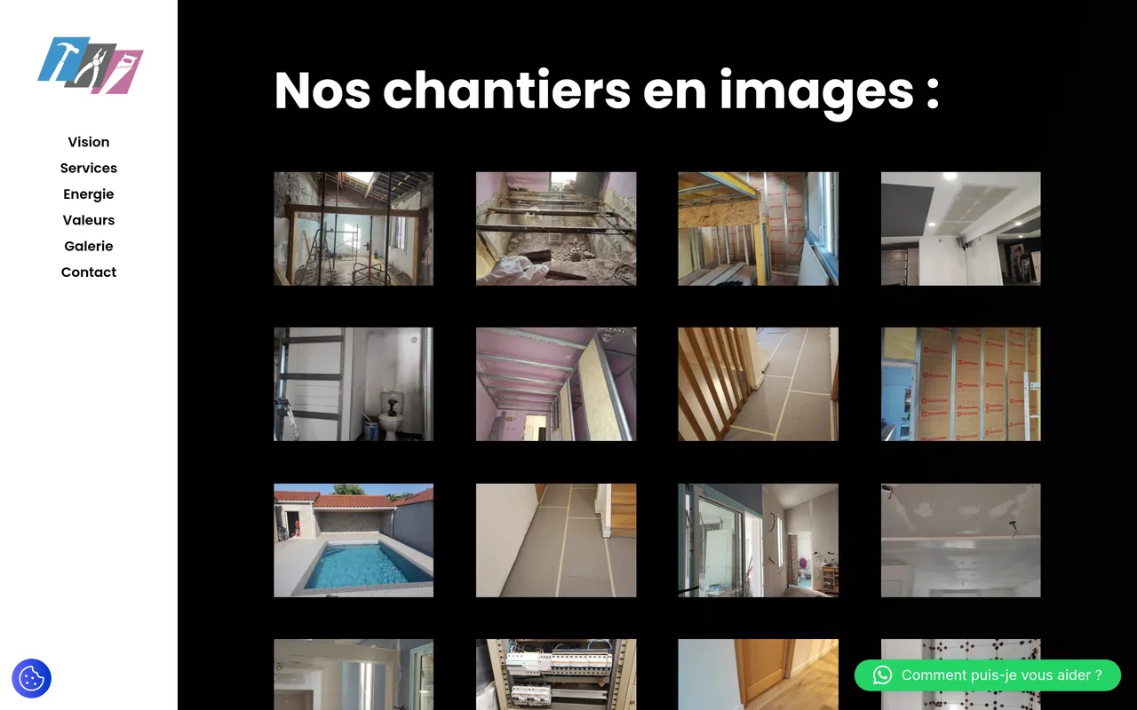 Section « Énergie » de l’accueil du site d’ADLR Rénovation, sur ordinateur.