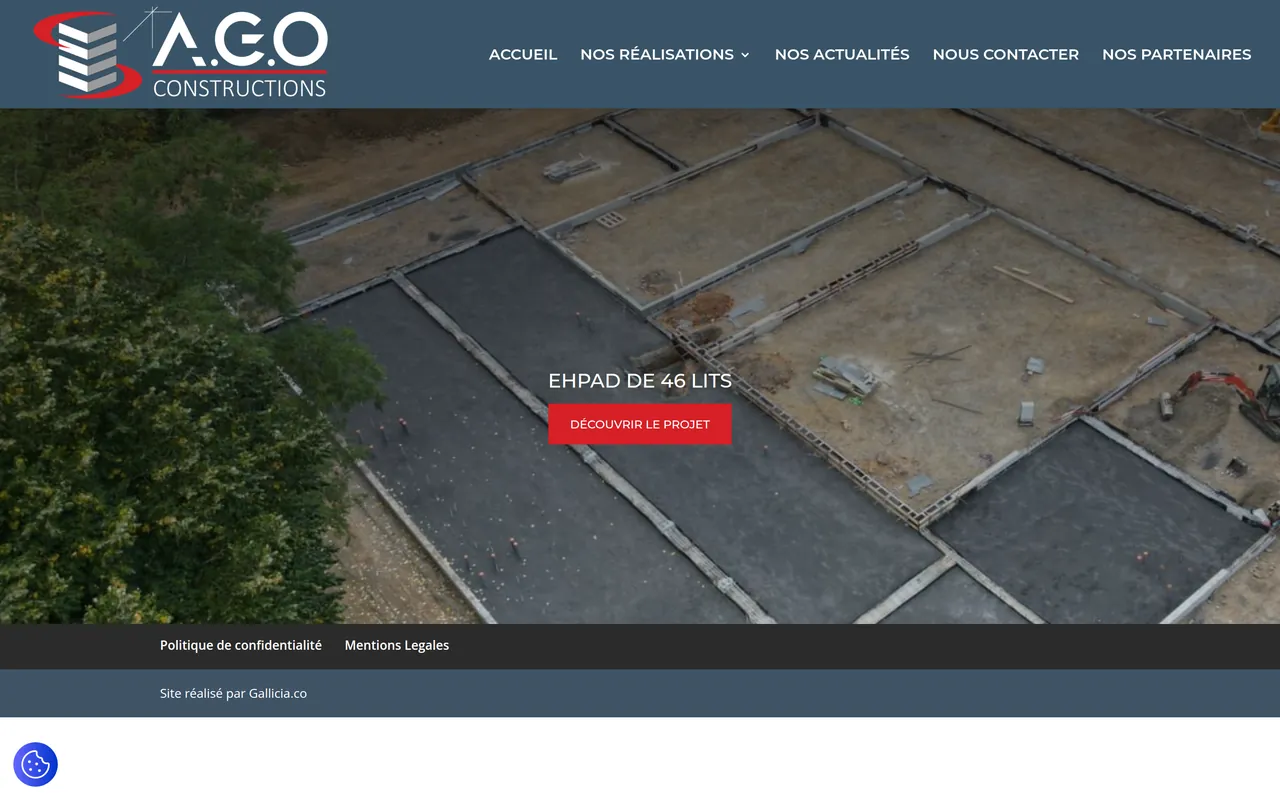 Page « EHPAD et résidences seniors » du site d’A.G.O. Constructions, sur ordinateur.