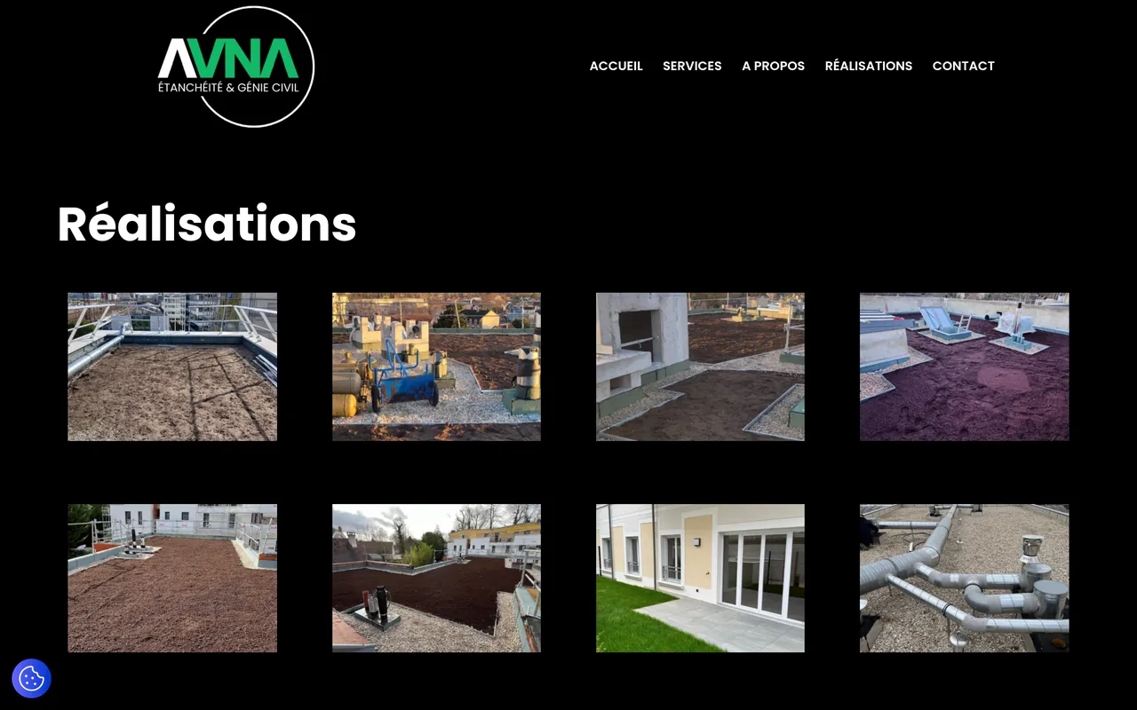 Page « Réalisations » du site d’Avna Etancheite, sur ordinateur.