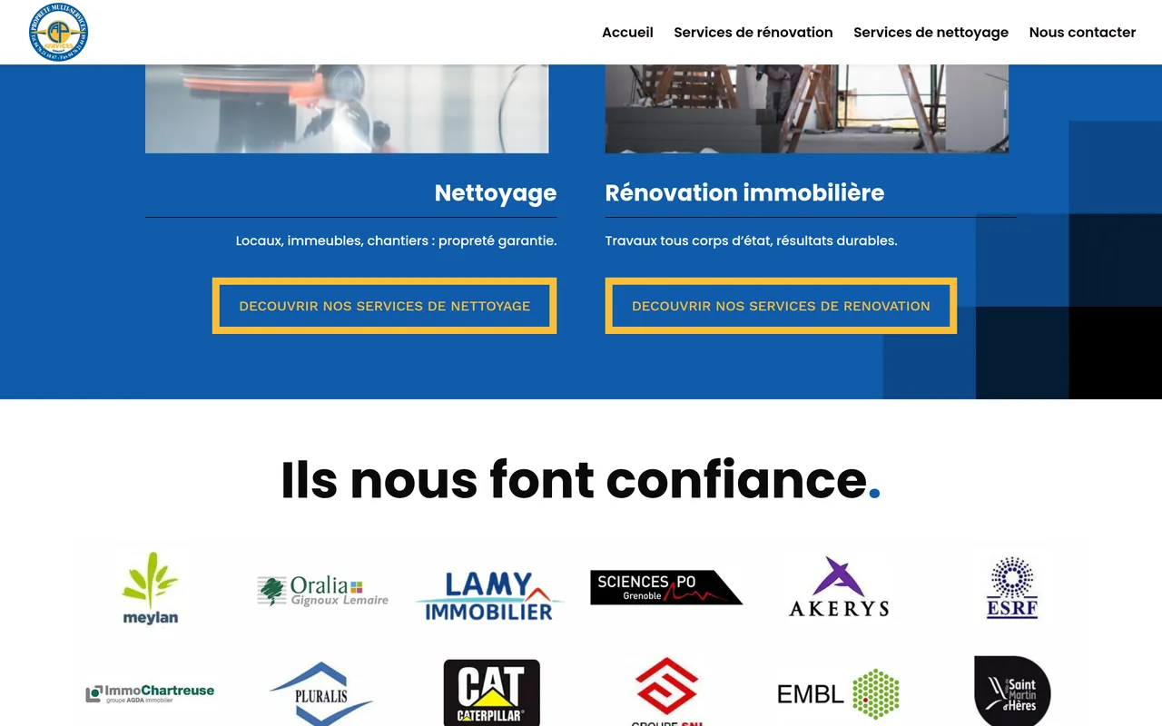 Page « Ils nous font confiance » du site de Cap Services, sur ordinateur.