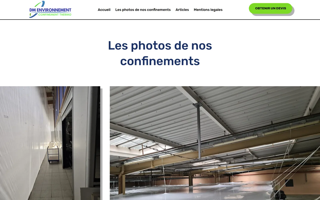 Page « Les photos de nos confinements » du site de DM Environnement, sur ordinateur.