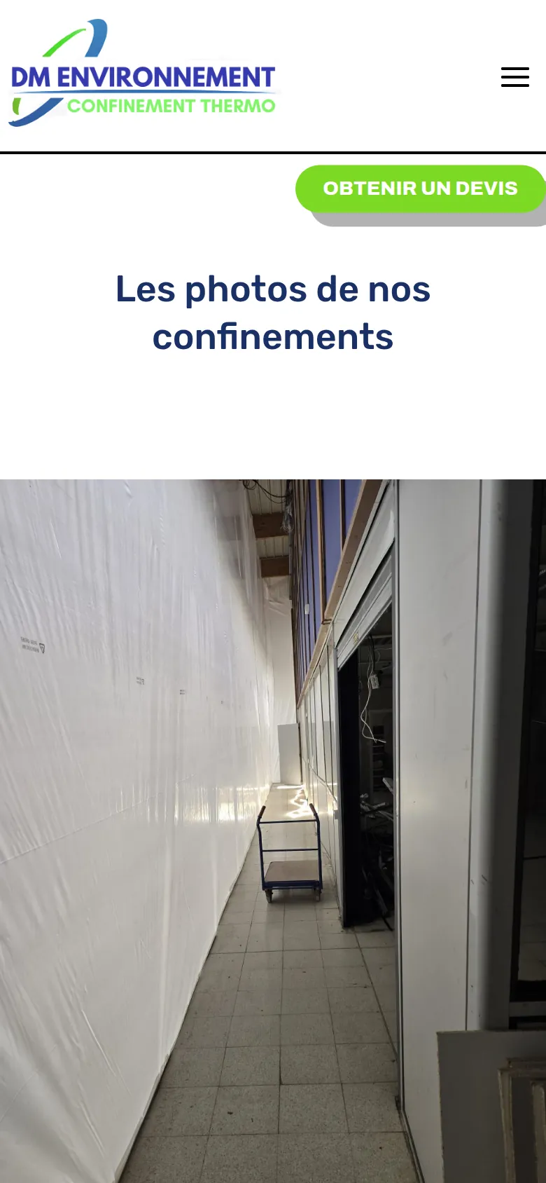 Page « Les photos de nos confinements » du site de DM Environnement, sur téléphone.