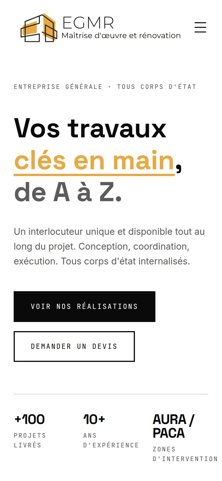 Page d’accueil du site d’EGMR, sur téléphone.