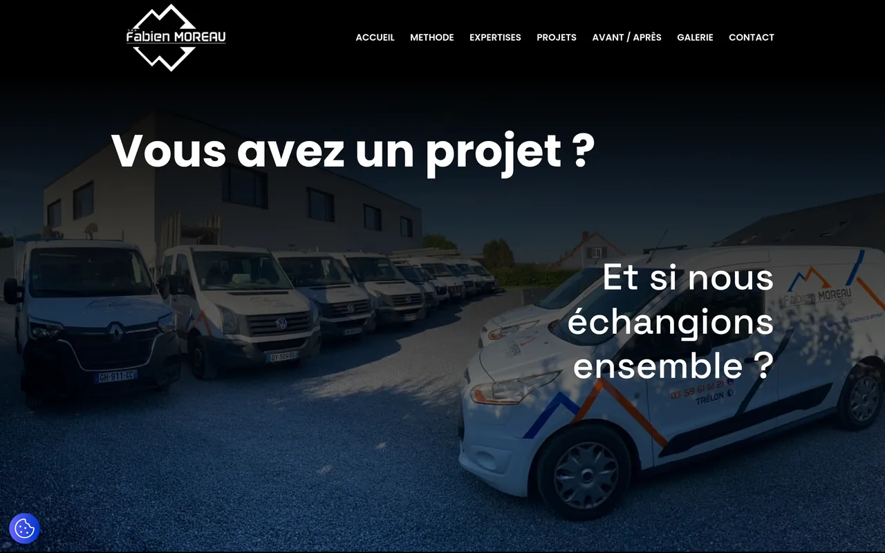 Page « Contact » du site de Fabien Moreau, sur ordinateur.