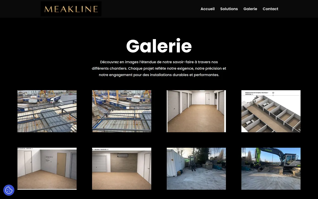 Page « Galerie » du site de Meakline, sur ordinateur.
