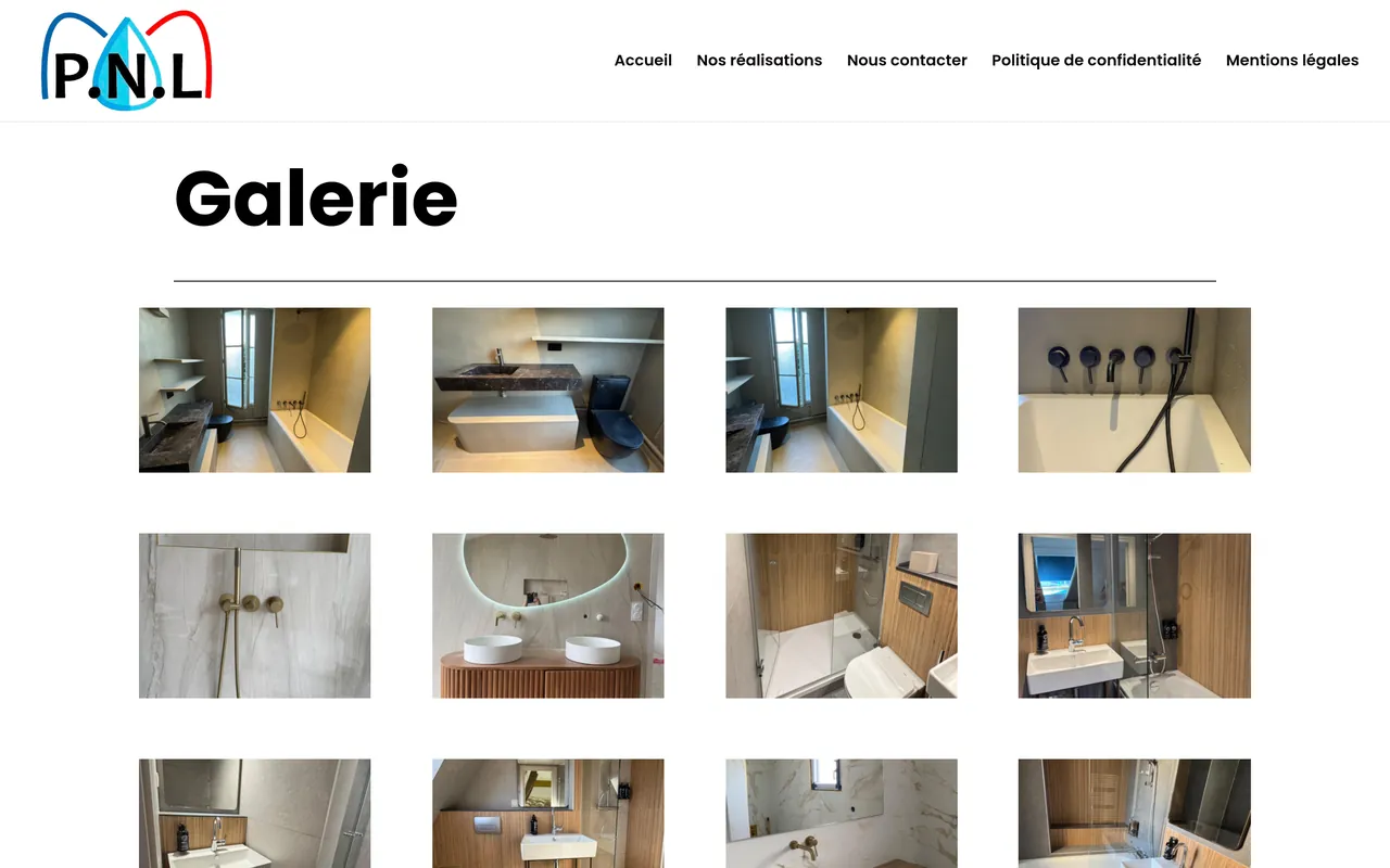 Page « Nos réalisations » du site de PNL Energie, sur ordinateur.