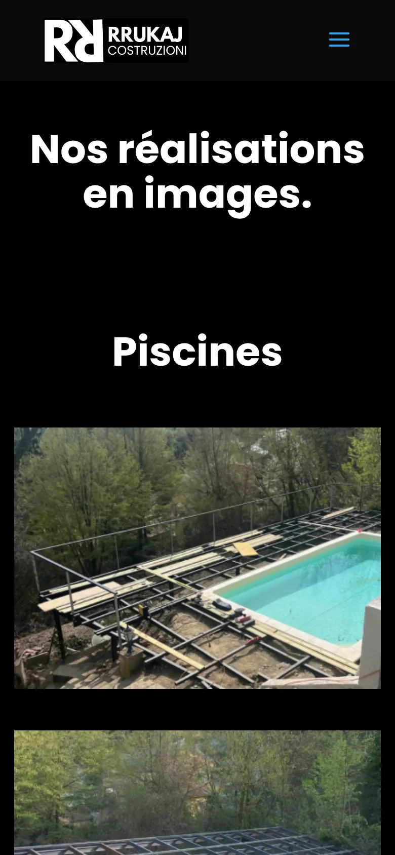 Page « Réalisations » du site de Rrukaj Costruzioni, sur téléphone.