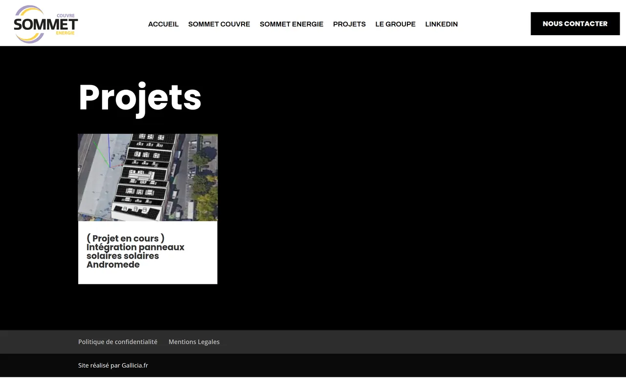 Page « Projets » du site de Sommet Groupe, sur ordinateur.