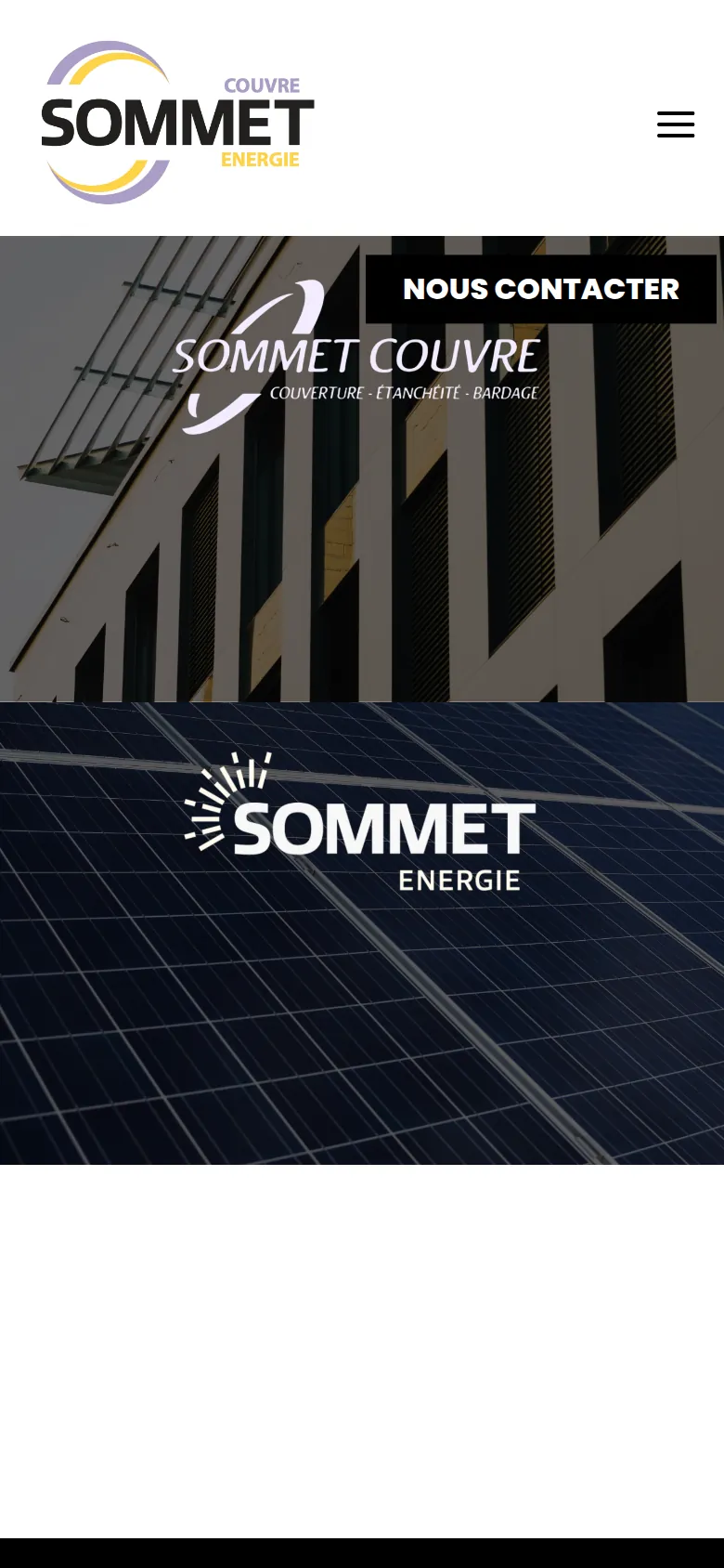 Page d’accueil du site de Sommet Groupe, sur téléphone.