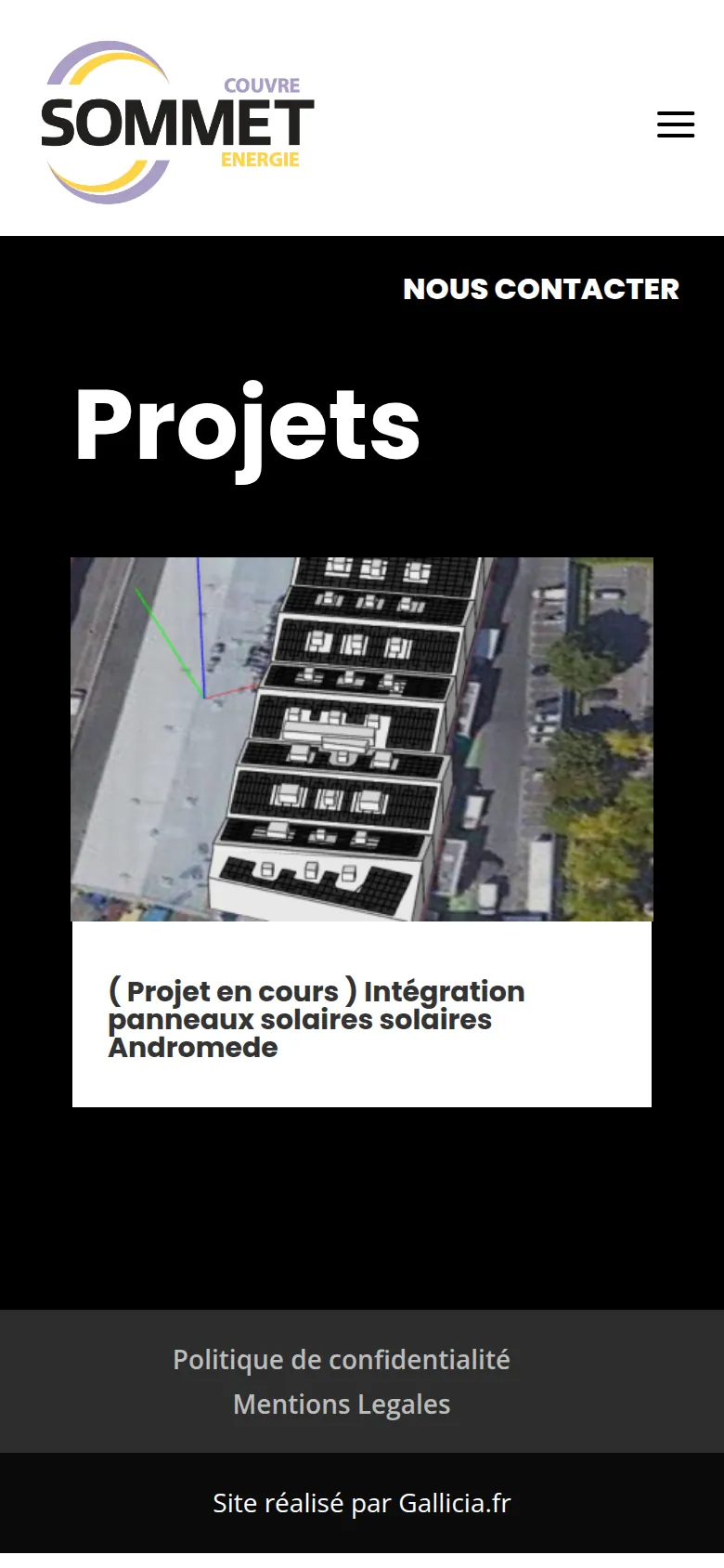 Page « Projets » du site de Sommet Groupe, sur téléphone.