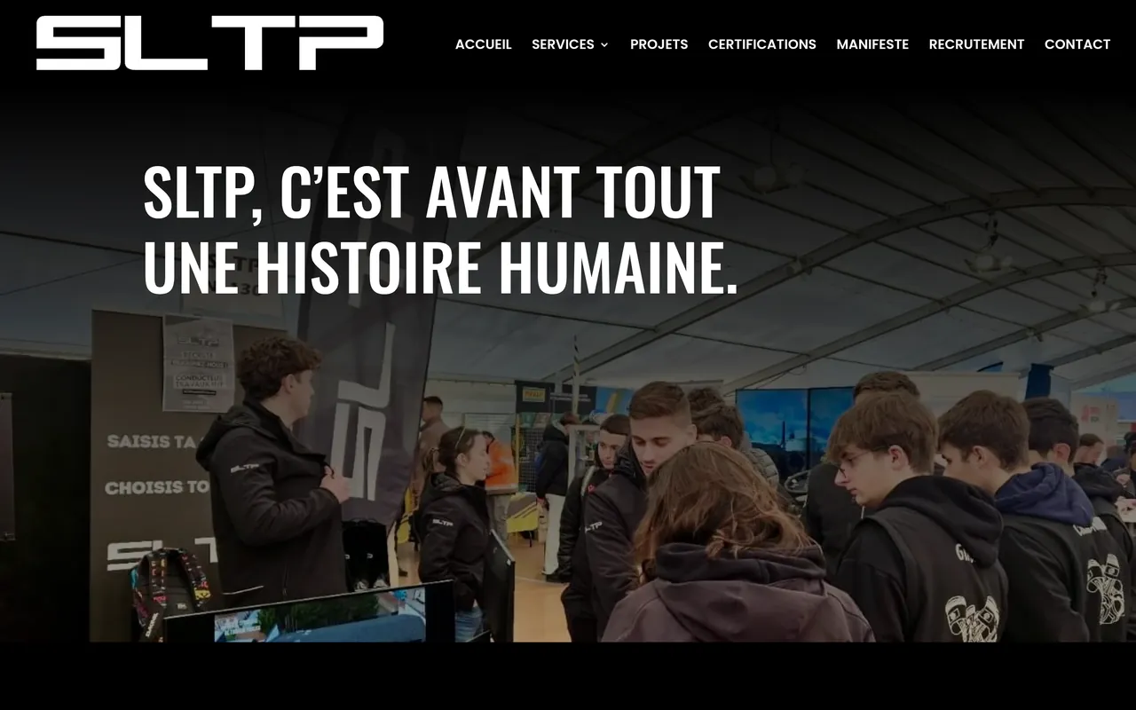 Page « Recrutement » du site de SLTP, sur ordinateur.