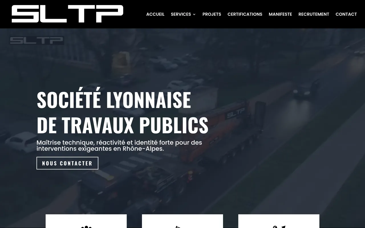 Page « Services » du site de SLTP, sur ordinateur.