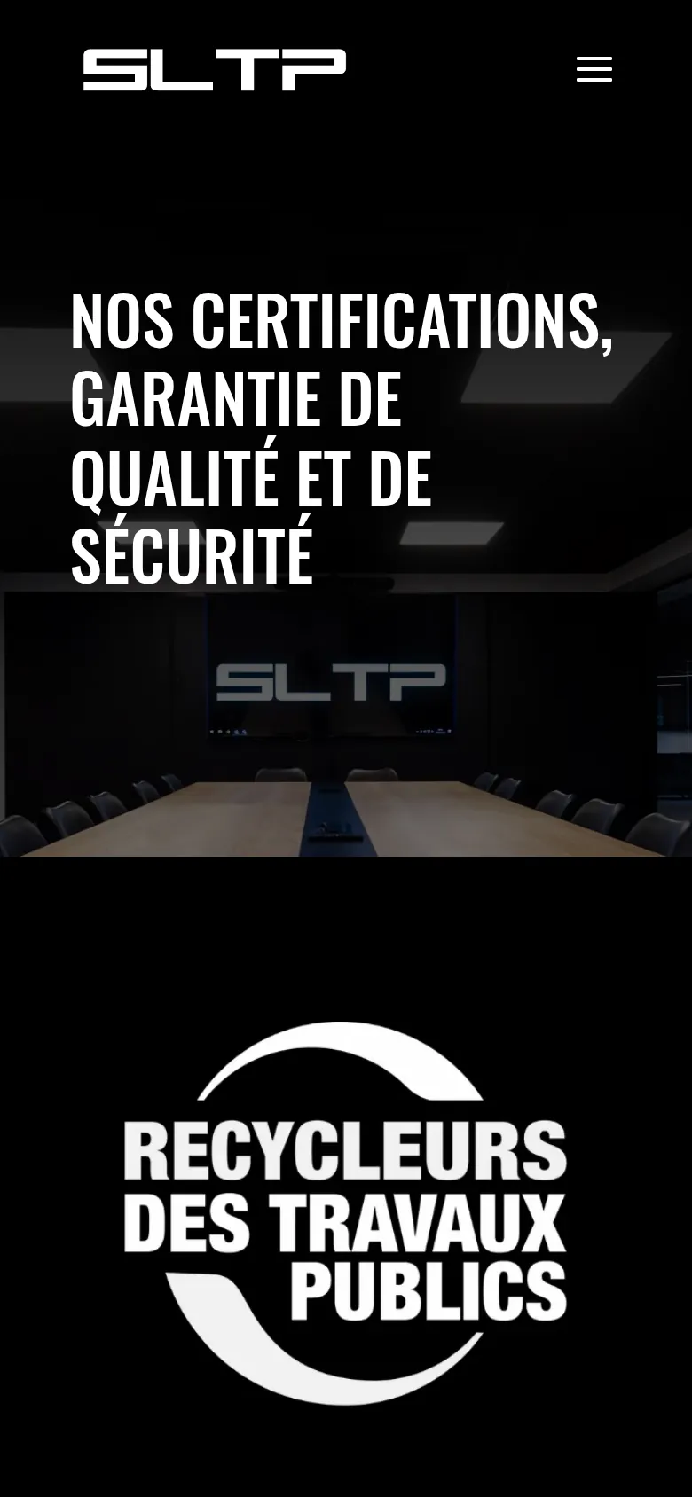 Page « Certifications » du site de SLTP, sur téléphone.