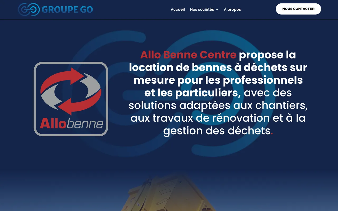 Page « AlloBenne » du site de Groupe Go, sur ordinateur.