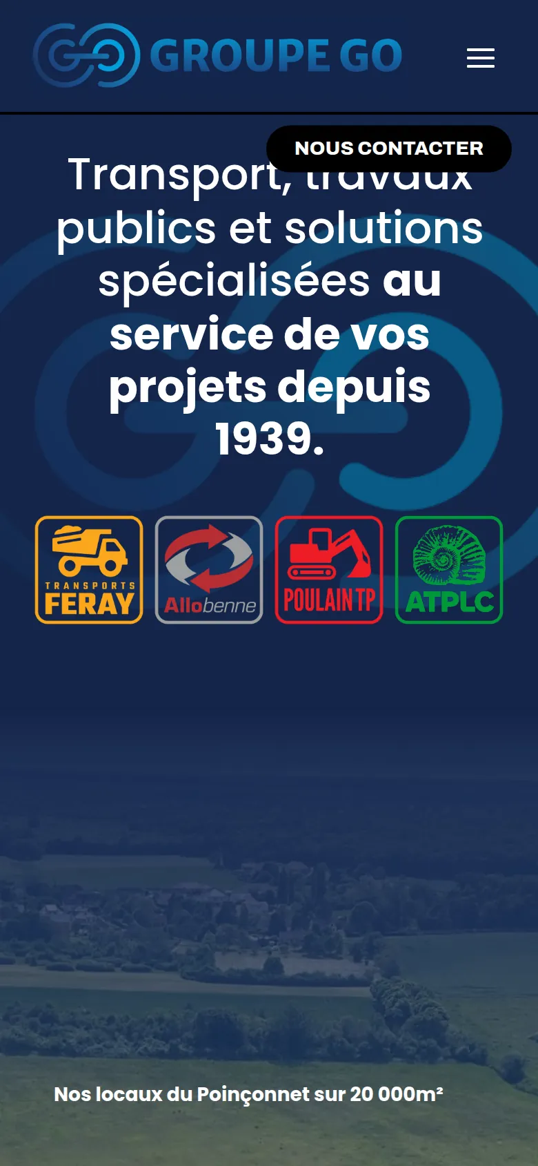 Page d’accueil du site de Groupe Go, sur téléphone.