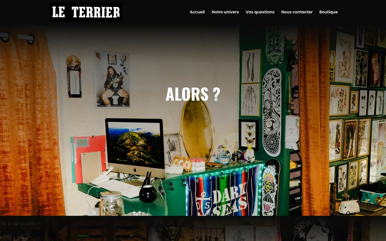 Section « Nous contacter » de l’accueil du site du Terrier, sur ordinateur.