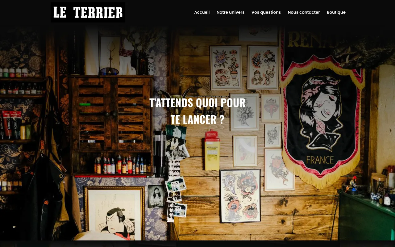 Section « T’attends quoi pour te lancer ? » de l’accueil du site du Terrier, sur ordinateur.