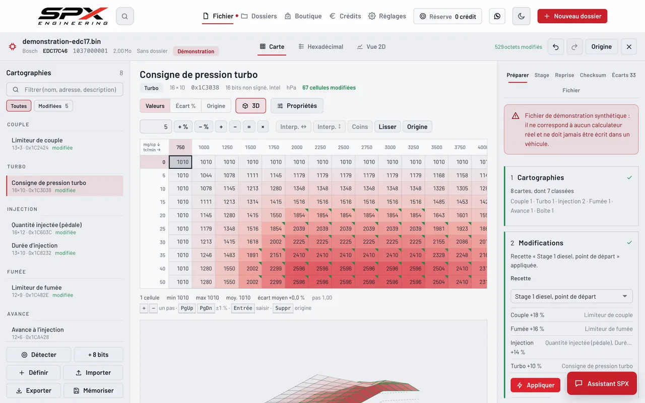Écran « Préparer, en quatre étapes » du logiciel SPX Engineering, sur ordinateur.